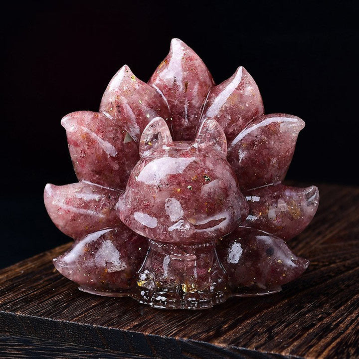 Buddha Stones小型 各種石 ピンククリスタル シトリン アメジスト 九尾の狐 温もりのある室内装飾