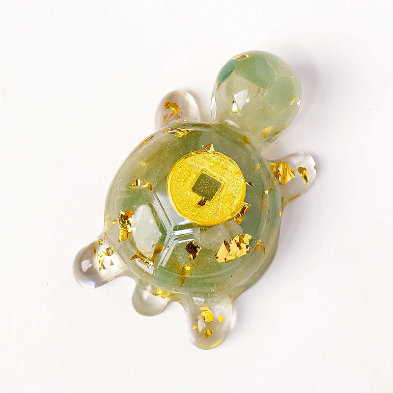 Buddha Stones小 各種 クリスタル グリーン アベンチュリン アメジスト タートル 銅貨 幸運 室内装飾 - グリーンアベンチュリン 5×3cm - image 1