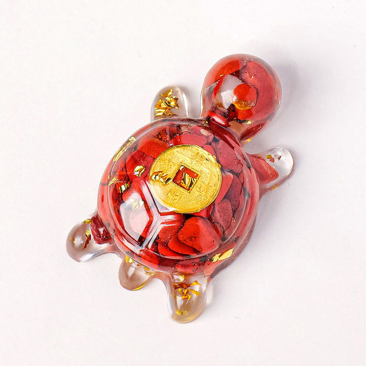 Buddha Stones小 各種 クリスタル グリーン アベンチュリン アメジスト タートル 銅貨 幸運 室内装飾 - レッドジャスパー 5×3cm - image 6