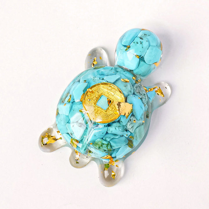 Buddha Stones小 各種 クリスタル グリーン アベンチュリン アメジスト タートル 銅貨 幸運 室内装飾 - ブルーターコイズ 5×3cm - image 15