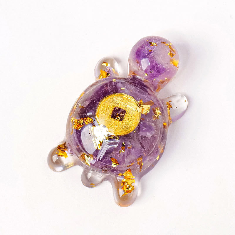 Buddha Stones小 各種 クリスタル グリーン アベンチュリン アメジスト タートル 銅貨 幸運 室内装飾 - アメジスト 5×3cm - image 20