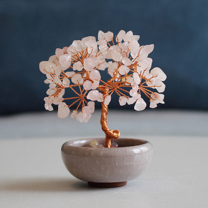 Buddha Stones各種クリスタルシトリンアメジストグリーンアベンチュリンツリー繁栄ホームデコレーション - ピンククリスタル 6-7×10cm - ギフトボックス - image 14