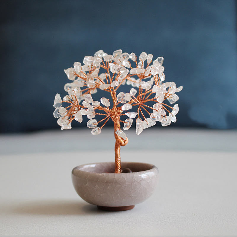 Buddha Stones各種クリスタルシトリンアメジストグリーンアベンチュリンツリー繁栄ホームデコレーション - ホワイトクリスタル 6-7×10cm - ギフトボックス - image 8