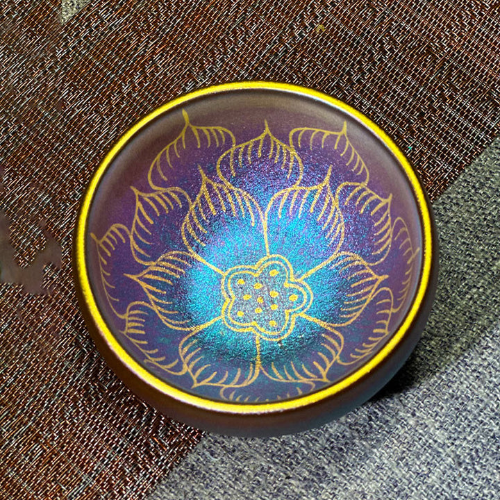 Buddha Stones手作り中国Jianzhan蓮の花のパターンセラミックティーカップカンフーティーカップ150ml