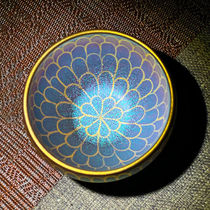 Buddha Stones手作り中国Jianzhan蓮の花のパターンセラミックティーカップカンフーティーカップ150ml