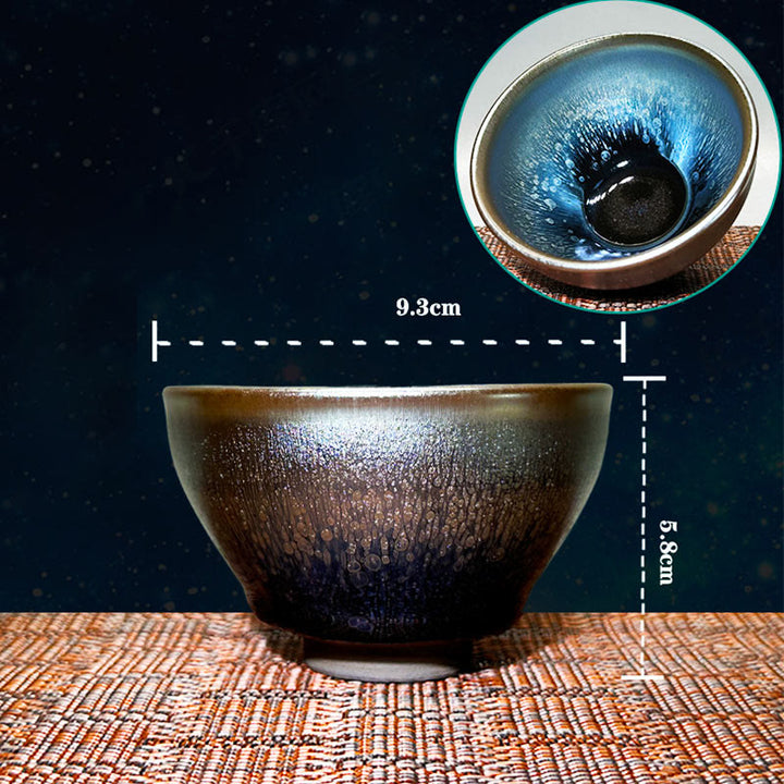 Buddha Stones手作り中国製Jianzhan油滴スポットパターンセラミックティーカップ天目カンフーティーカップ150ml - 9.3×5.8cm×150ml - image 9