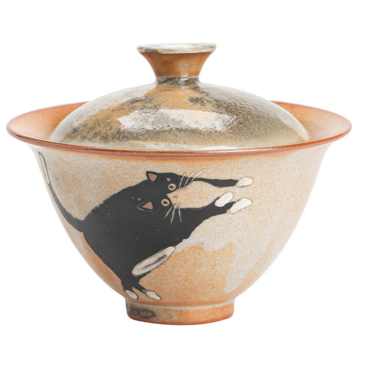 Buddha Stonesかわいい猫セラミック蓋碗ティーカップカンフーティーカップ蓋付き130ml - image 11