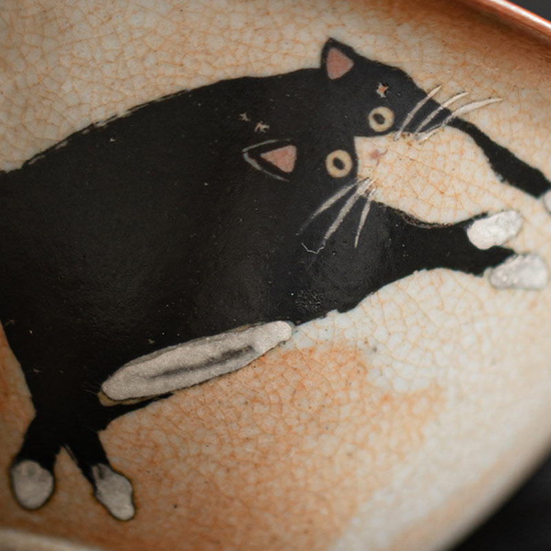 Buddha Stonesかわいい猫セラミック蓋碗ティーカップカンフーティーカップ蓋付き130ml - image 4