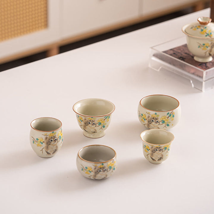 Buddha Stones、かわいい猫、黄色い花、ウサギのティーカップ、カンフーティーカップ - image 21