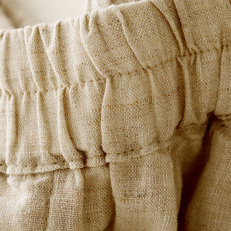 Buddha Stones夏 無地 サイドボタンデザイン コットンリネン レディース ハーレムパンツ ポケット付き - image 2