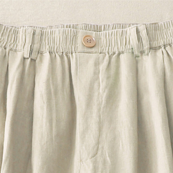 Buddha Stonesヴィンテージ 無地 プリーツカフスデザイン コットンリネン レディース ワイドレッグパンツ ポケット付き - image 3