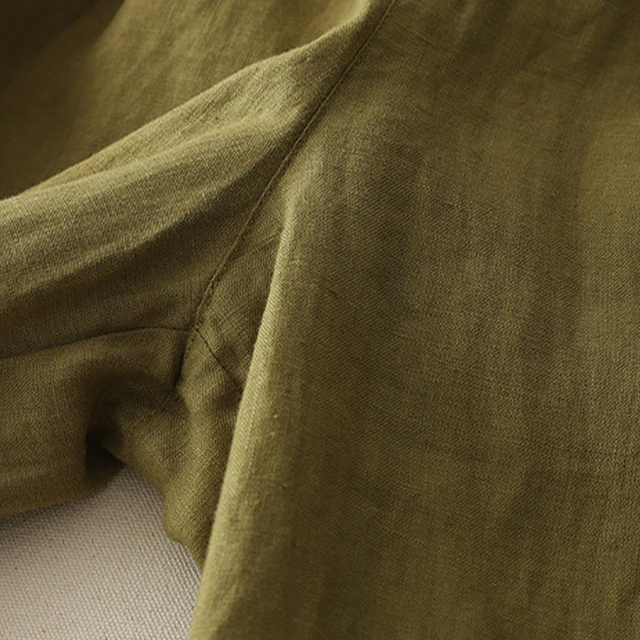 Buddha Stonesヴィンテージ 無地 プリーツカフスデザイン コットンリネン レディース ワイドレッグパンツ ポケット付き - image 14