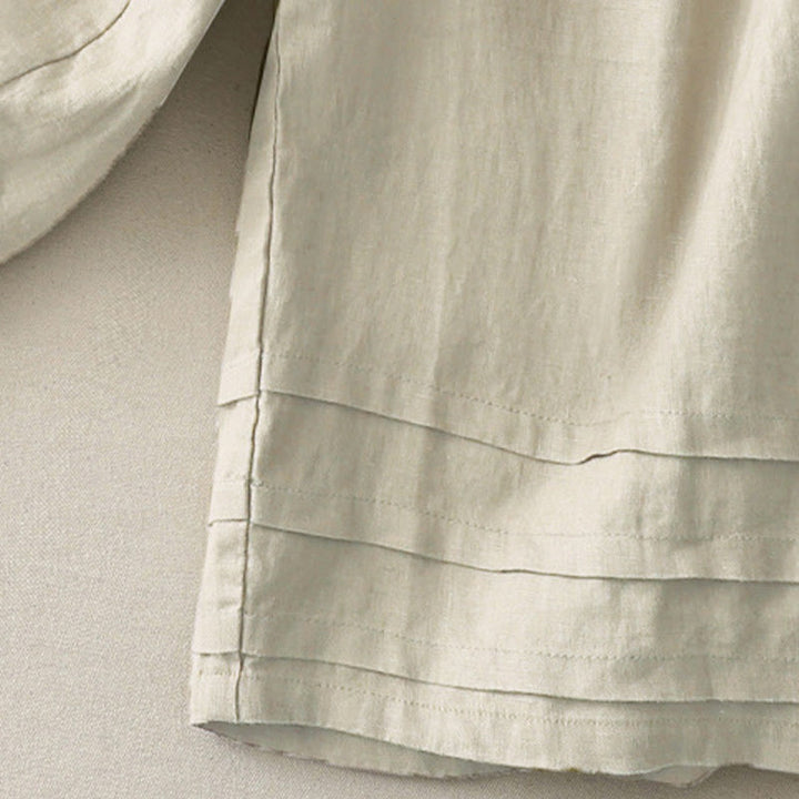 Buddha Stonesヴィンテージ 無地 プリーツカフスデザイン コットンリネン レディース ワイドレッグパンツ ポケット付き - image 5