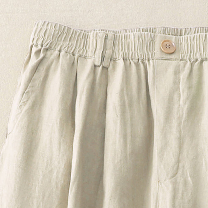 Buddha Stonesヴィンテージ 無地 プリーツカフスデザイン コットンリネン レディース ワイドレッグパンツ ポケット付き - image 2