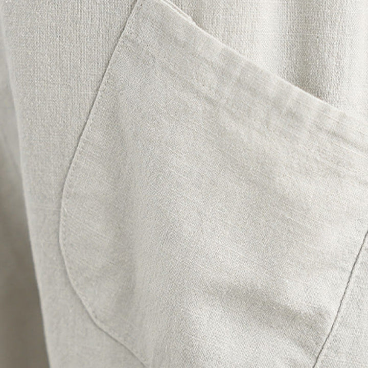 Buddha Stones春 7-8丈 無地 レディース コットンリネン ハーレムパンツ ポケット付き - image 8