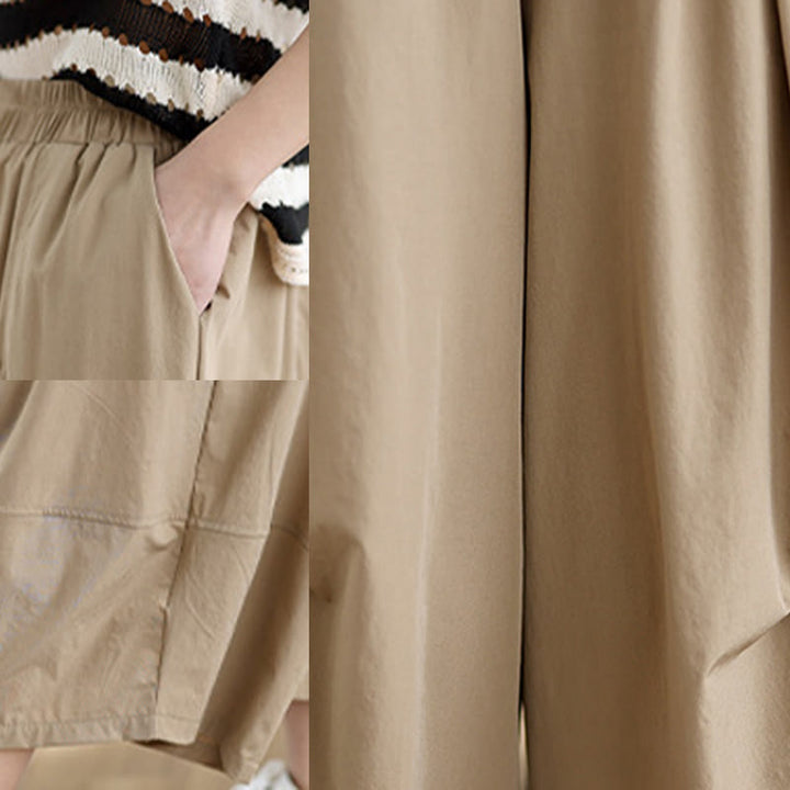 Buddha Stones夏用 不規則プリーツデザイン コットン レディース ワイドレッグパンツ ポケット付き - image 7