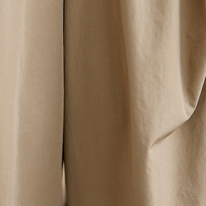 Buddha Stones夏用 不規則プリーツデザイン コットン レディース ワイドレッグパンツ ポケット付き - image 6