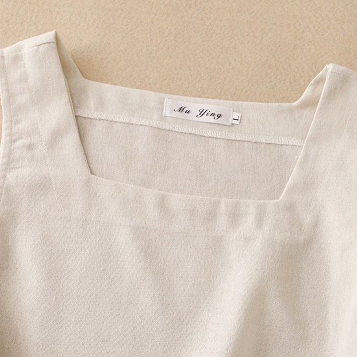 Buddha Stonesサマースクエアカラー レディース コットンリネン ノースリーブベスト - image 5