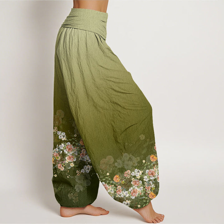 Buddha Stonesとカラフルなバラの花のデザイン、レディースの伸縮性ウエストのハーレムパンツ - image 7