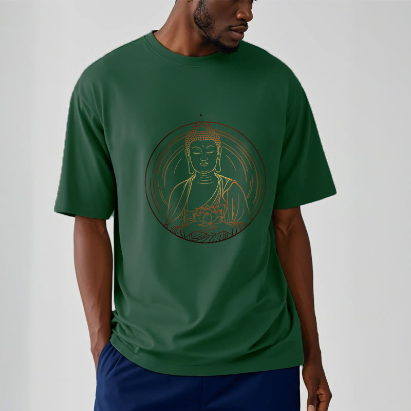 Buddha Stones蓮の花を持つ黄金の仏像 Tシャツ - image 11