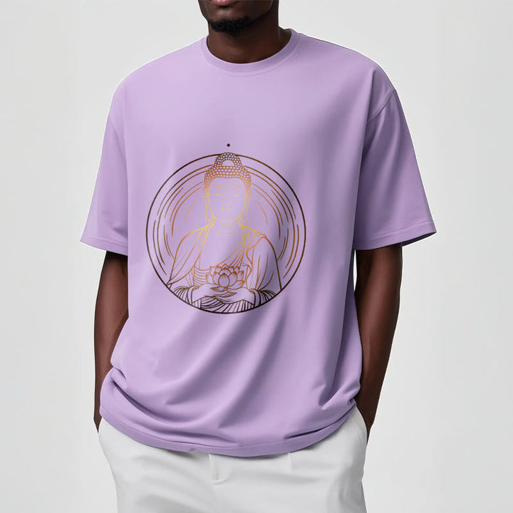 Buddha Stones蓮の花を持つ黄金の仏像 Tシャツ - image 17
