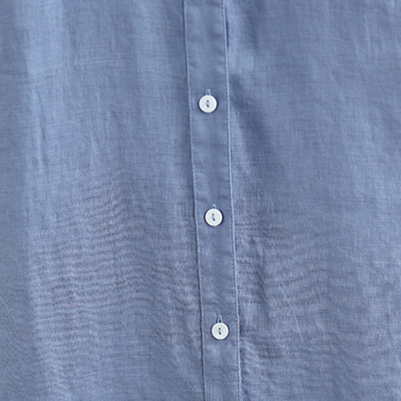 Buddha Stonesプレーン シングルブレスト プリーツデザイン ノースリーブ コットンリネン ミディドレス - image 27