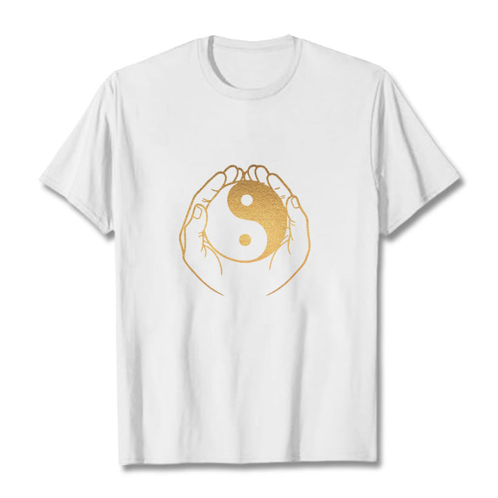 黄金の陰陽を握るBuddha Stonesの手Tシャツ - 白 - 2XL - image 8