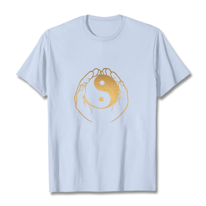 黄金の陰陽を握るBuddha Stonesの手Tシャツ - ライトシアン - 2XL - image 12