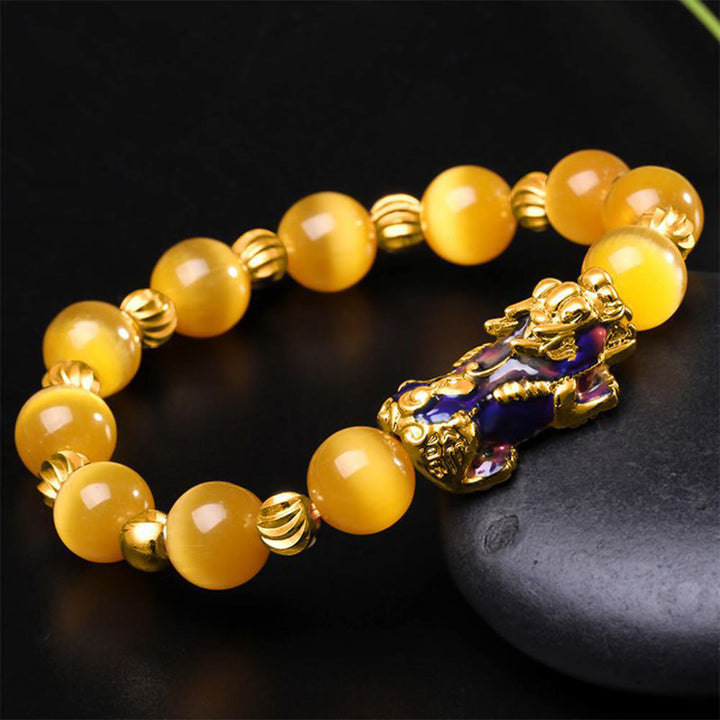 Buddha Stonesキャットアイカラーチェンジ貔貅サポートブレスレット