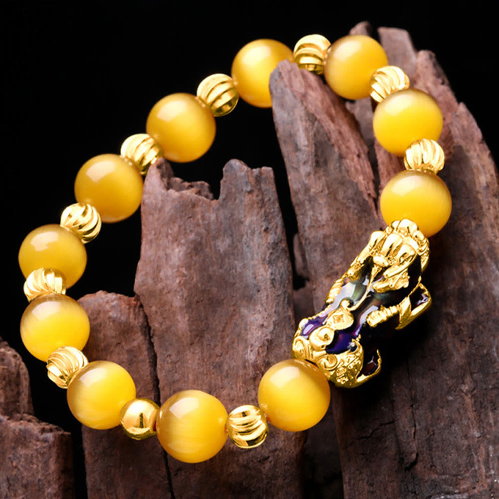 Buddha Stonesキャットアイカラーチェンジ貔貅サポートブレスレット