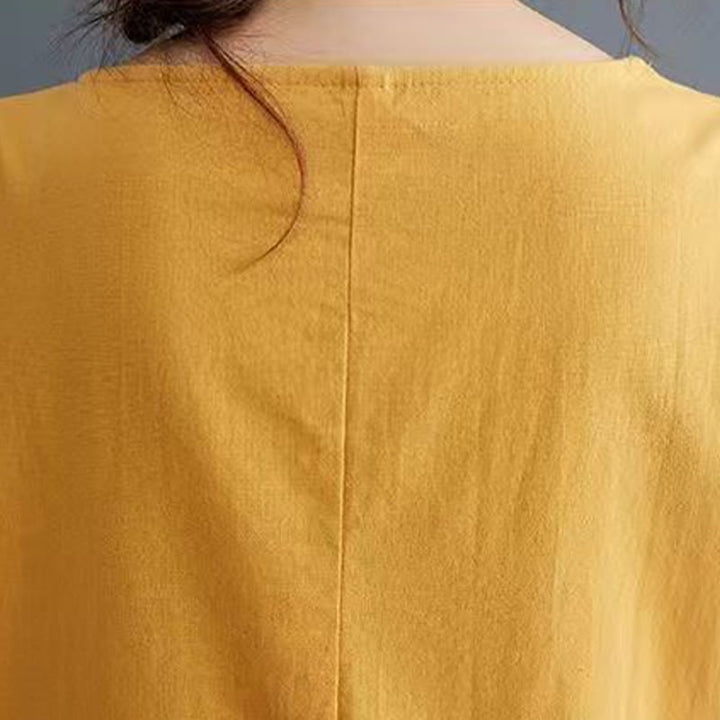 Buddha Stonesの夏プリント フェニックス柄 半袖 コットンリネン ミディドレス - image 12