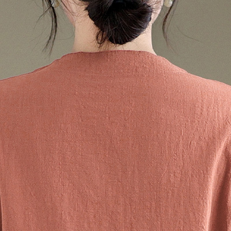 Buddha Stonesの夏ヴィンテージ純色中国風フロッグボタンチャイナドレス、チャイナドレス、ミディ丈ドレス - image 7