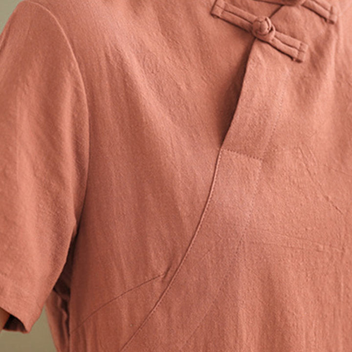 Buddha Stonesの夏ヴィンテージ純色中国風フロッグボタンチャイナドレス、チャイナドレス、ミディ丈ドレス - image 8