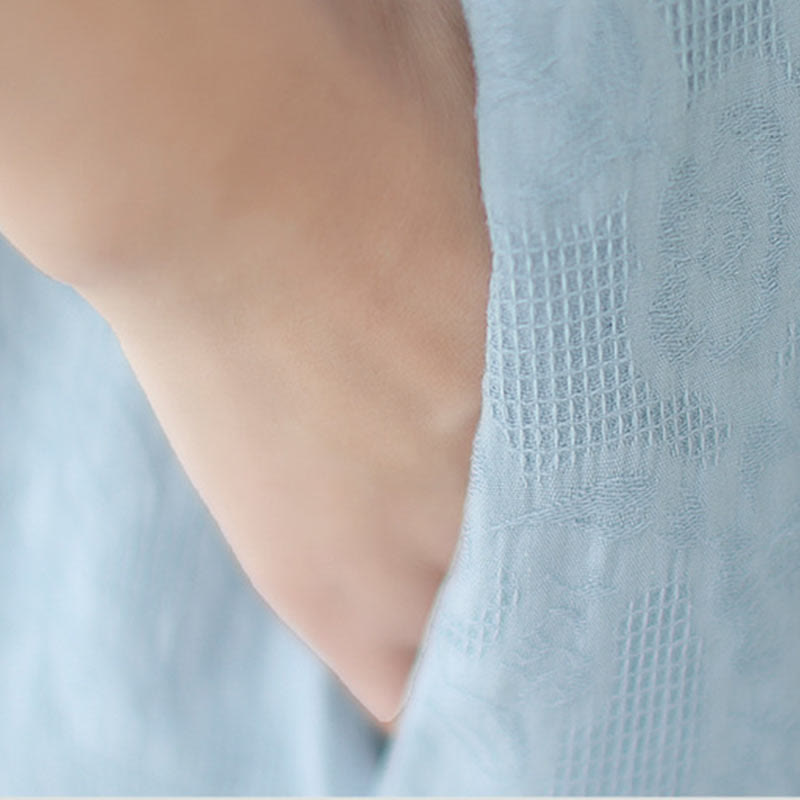 Buddha Stonesジャカード無地コットンリネン半袖チャイナドレス（ポケット付き） - image 10