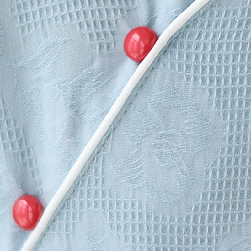 Buddha Stonesジャカード無地コットンリネン半袖チャイナドレス（ポケット付き） - image 7