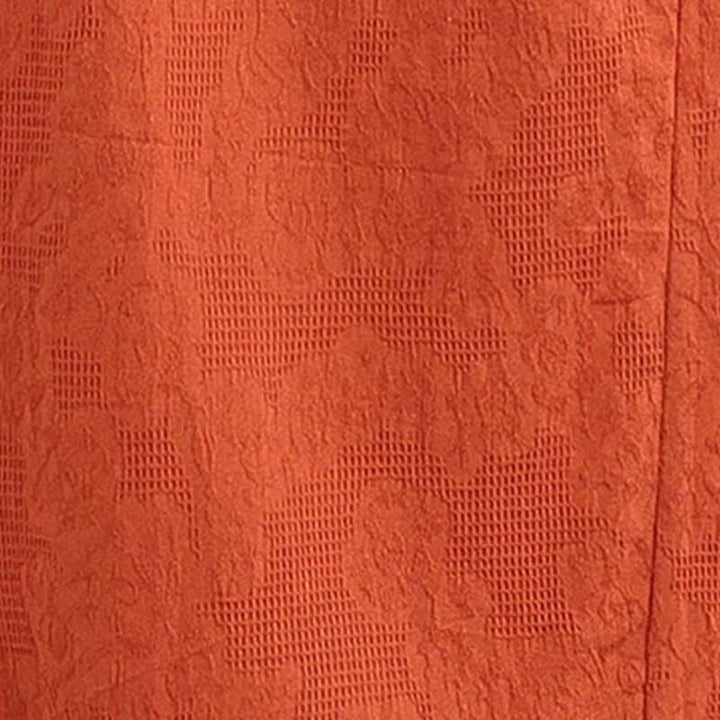 Buddha Stonesプレーン ジャカード ラペル コットン リネン 半袖 ミディドレス ポケット付き - image 19