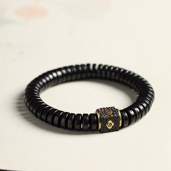 Buddha Stonesチベットココナッツシェル 吉兆雲 ポジティブブレスレット
