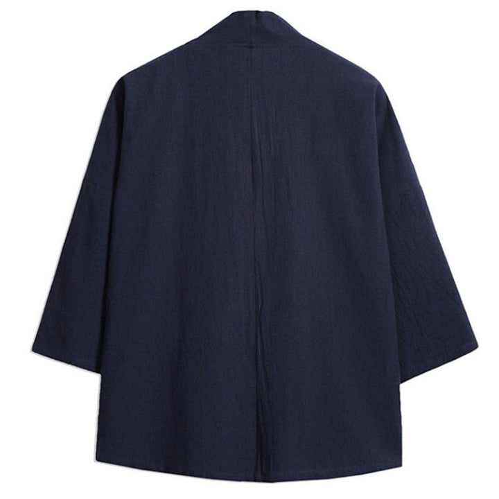 Buddha Stones刺繍入りオープンフロントジャケット メンズ 七分袖着物 - image 9