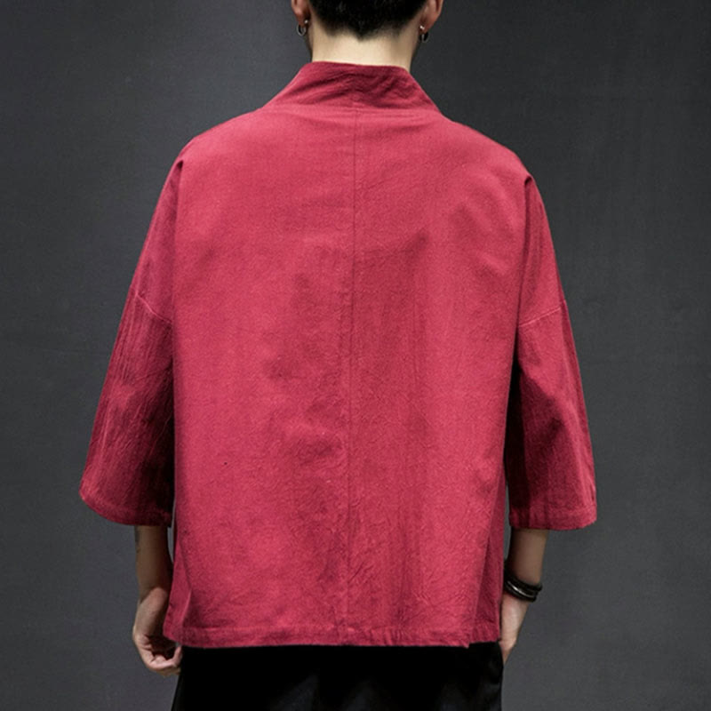 Buddha Stones刺繍入りオープンフロントジャケット メンズ 七分袖着物 - image 21