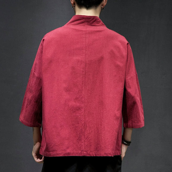 Buddha Stones刺繍入りオープンフロントジャケット メンズ 七分袖着物 - image 21