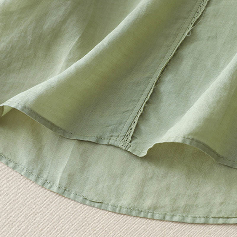 Buddha Stonesカジュアル シューティングスター 刺繍 Vネック 半袖 コットンリネン レディース シャツ - image 11