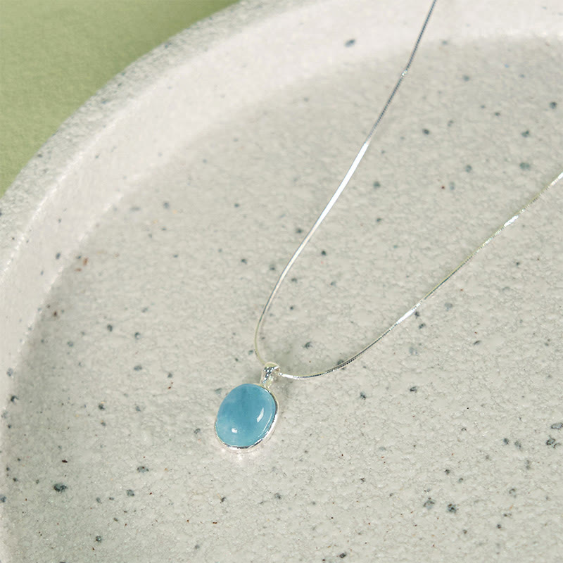 Buddha Stones925スターリングシルバー アクアマリンヒーリング鎖骨チェーンネックレスペンダント - シルバーアクアマリン - image 0
