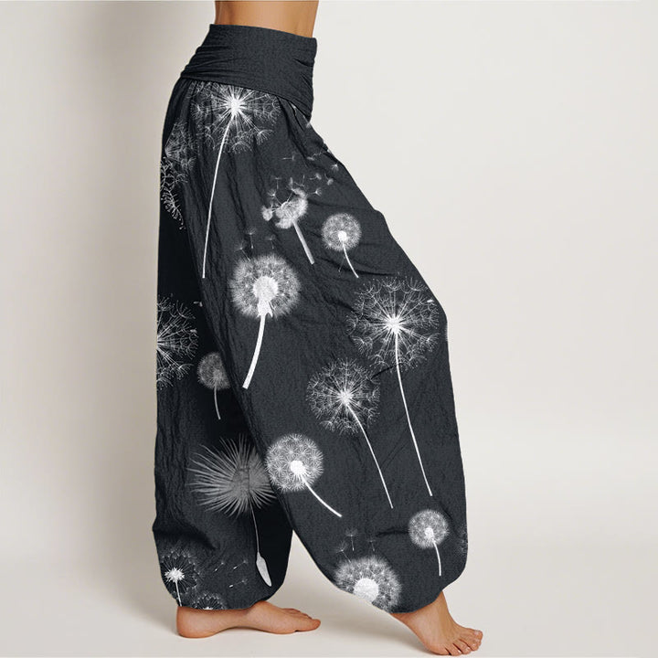 Buddha Stonesコットン カジュアル タンポポ柄 レディース 伸縮性ウエスト ハーレムパンツ - image 2