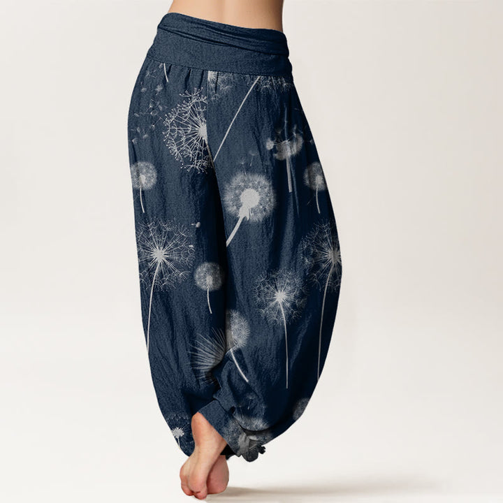 Buddha Stonesコットン カジュアル タンポポ柄 レディース 伸縮性ウエスト ハーレムパンツ - image 5