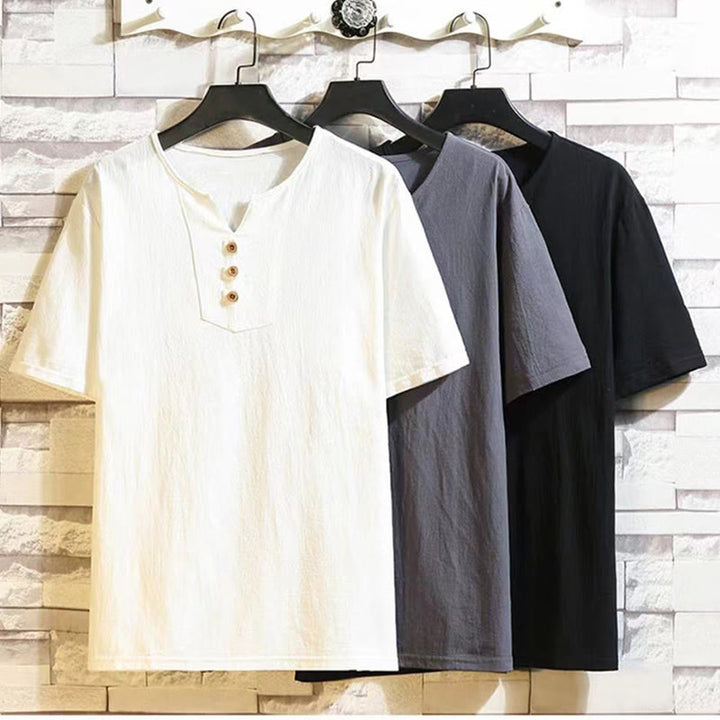 Buddha Stones 2点セット 半袖Tシャツ ドローストリング ショートパンツ ポケット付き メンズ コットンリネン 瞑想用クロスセット - image 15