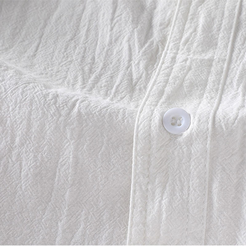 Buddha Stonesヴィンテージ カジュアル 無地 シングルブレスト 七分袖 メンズ コットンリネン シャツ ポケット付き - image 11