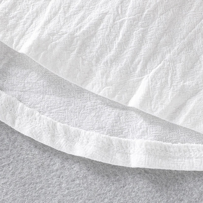 Buddha Stonesヴィンテージ カジュアル 無地 シングルブレスト 七分袖 メンズ コットンリネン シャツ ポケット付き - image 8