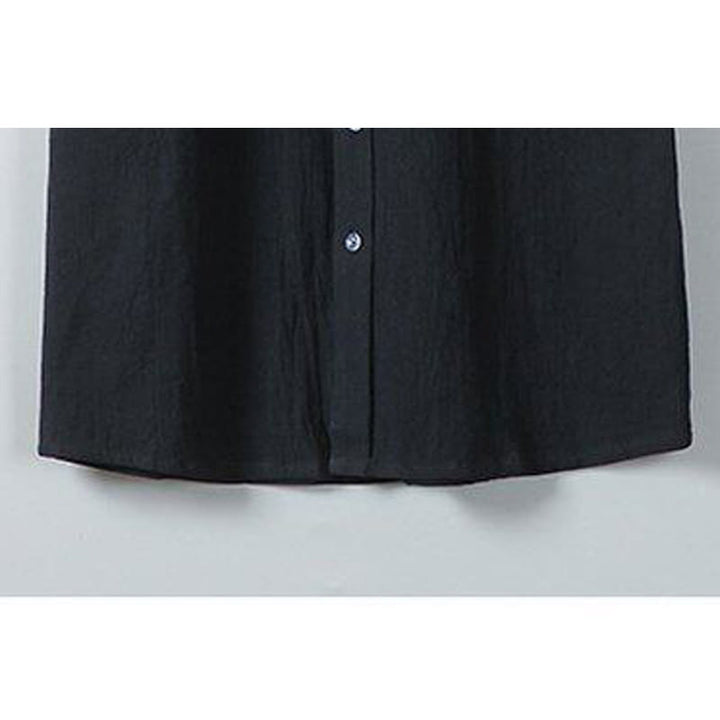 Buddha Stonesデイリープリント 無地 シングルブレスト メンズ 半袖 コットンリネン シャツ ポケット付き - image 9