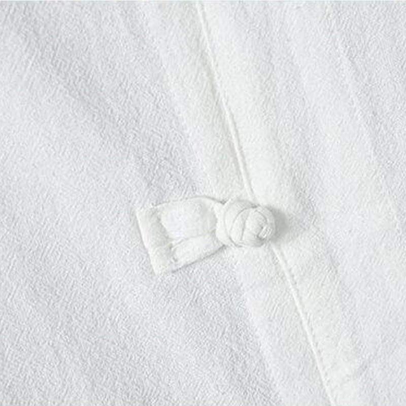 Buddha Stonesデイリーカジュアル プレーンチャイニーズフロッグボタン メンズ 半袖 コットンリネンシャツ - image 3