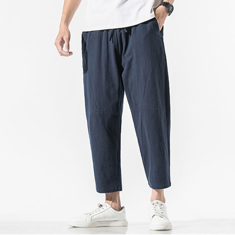 Buddha Stonesヴィンテージ ジャカード 無地 ドローストリング コットンリネン メンズ ハーレムパンツ ポケット付き - image 28